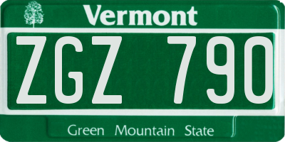VT license plate ZGZ790