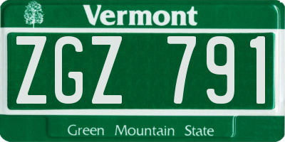 VT license plate ZGZ791