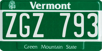 VT license plate ZGZ793