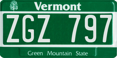 VT license plate ZGZ797