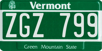 VT license plate ZGZ799