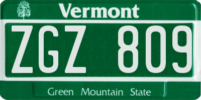 VT license plate ZGZ809