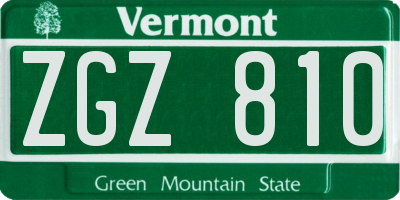 VT license plate ZGZ810