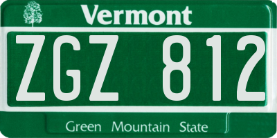 VT license plate ZGZ812