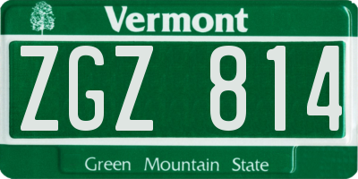 VT license plate ZGZ814