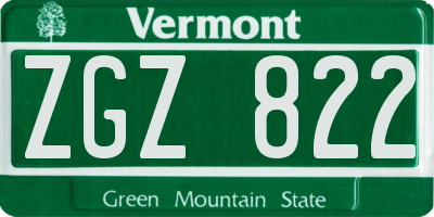 VT license plate ZGZ822