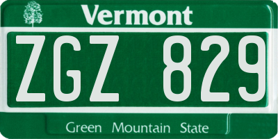 VT license plate ZGZ829