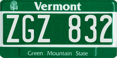 VT license plate ZGZ832