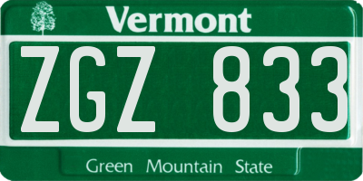 VT license plate ZGZ833