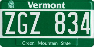 VT license plate ZGZ834