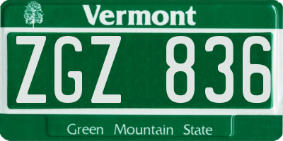 VT license plate ZGZ836