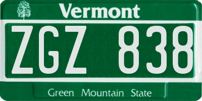 VT license plate ZGZ838