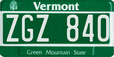 VT license plate ZGZ840