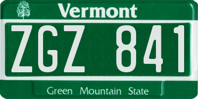 VT license plate ZGZ841