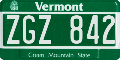 VT license plate ZGZ842