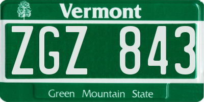 VT license plate ZGZ843