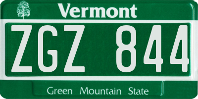 VT license plate ZGZ844