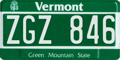 VT license plate ZGZ846