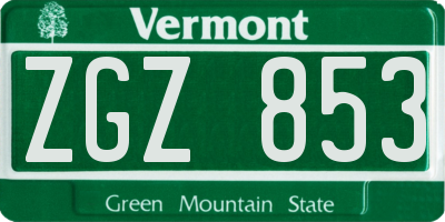 VT license plate ZGZ853