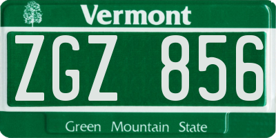 VT license plate ZGZ856