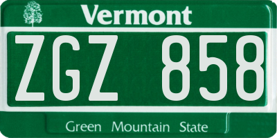 VT license plate ZGZ858