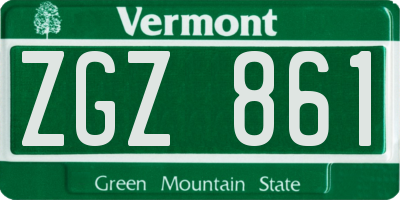VT license plate ZGZ861