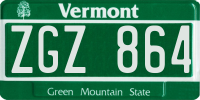 VT license plate ZGZ864