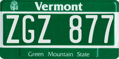 VT license plate ZGZ877
