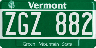 VT license plate ZGZ882