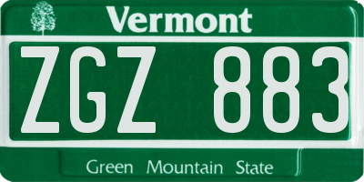 VT license plate ZGZ883