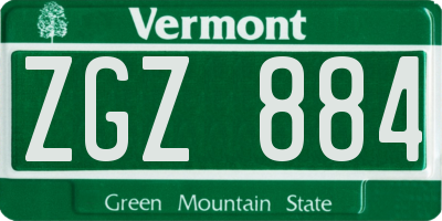 VT license plate ZGZ884