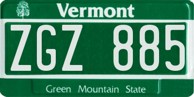 VT license plate ZGZ885