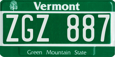 VT license plate ZGZ887