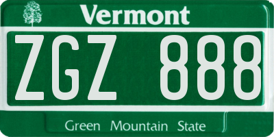 VT license plate ZGZ888