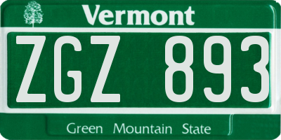 VT license plate ZGZ893