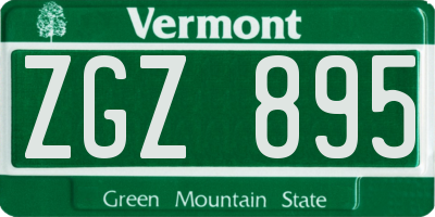 VT license plate ZGZ895