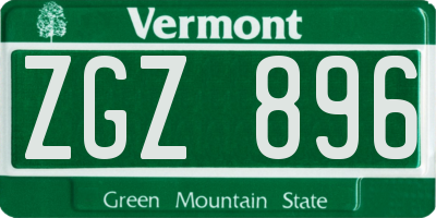 VT license plate ZGZ896