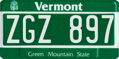 VT license plate ZGZ897
