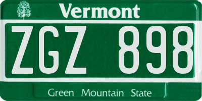 VT license plate ZGZ898