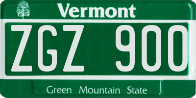 VT license plate ZGZ900