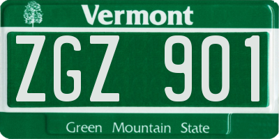 VT license plate ZGZ901