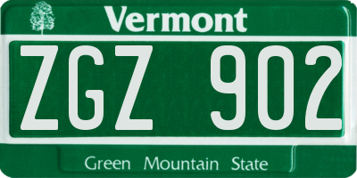 VT license plate ZGZ902