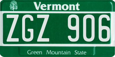 VT license plate ZGZ906