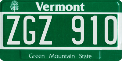 VT license plate ZGZ910