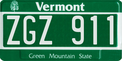 VT license plate ZGZ911