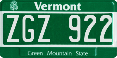 VT license plate ZGZ922