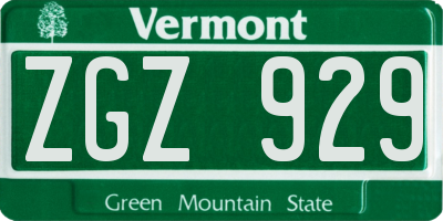 VT license plate ZGZ929