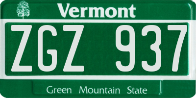 VT license plate ZGZ937