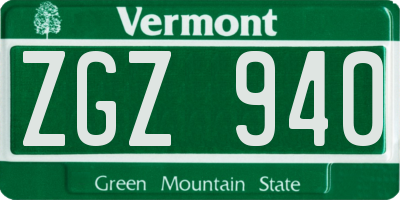 VT license plate ZGZ940