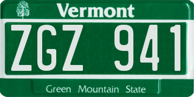 VT license plate ZGZ941